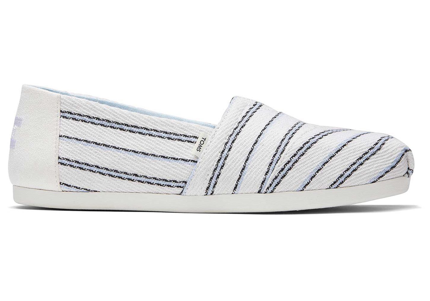 Toms Espadryle Damskie Białe - Alpargata Textured Stripe - 90JBYVTHW